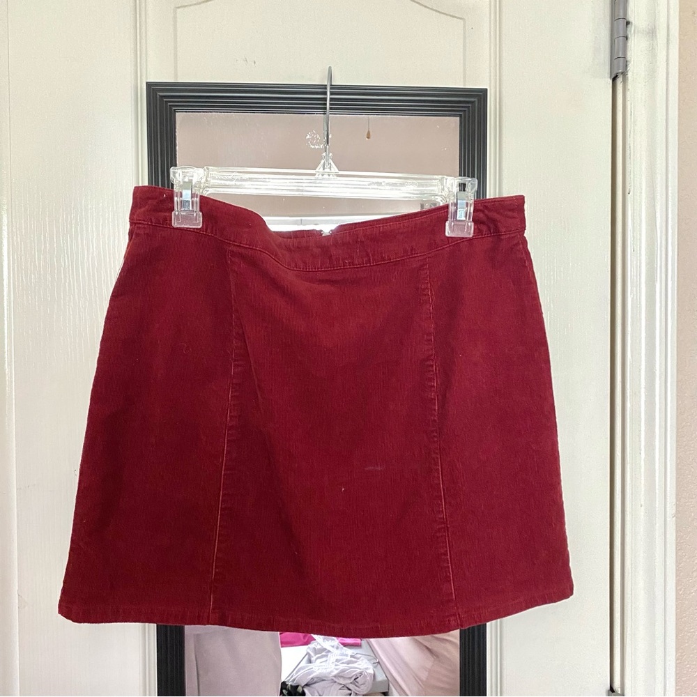 Charlotte Russe Corduroy Maroon A-Line Mini Skirt